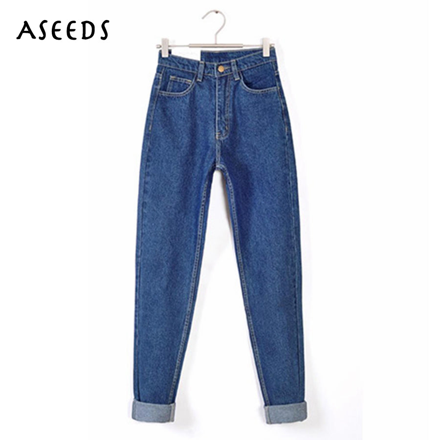 Vintage Black Boyfriend Jeans For Women High Waist Denim