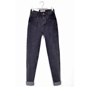 Vintage Black Boyfriend Jeans For Women High Waist Denim