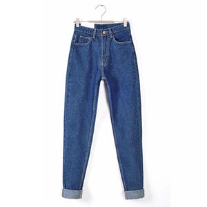 Vintage Black Boyfriend Jeans For Women High Waist Denim