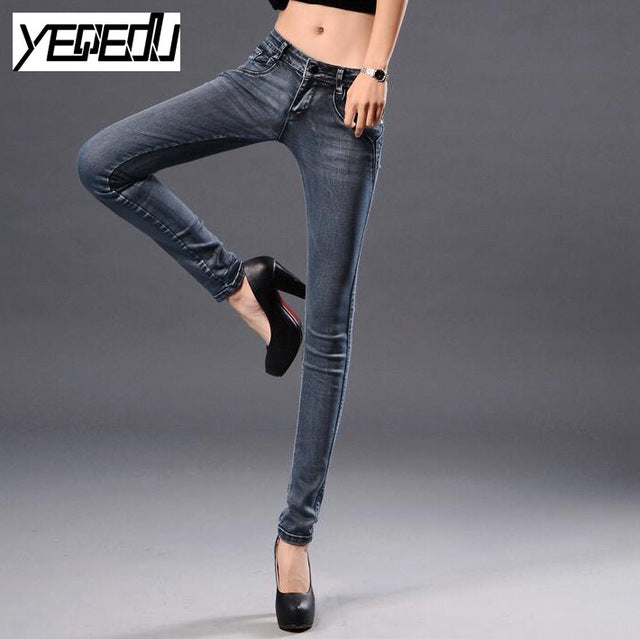 Elastic Skinny jeans woman Korean Slim fit Denim pants