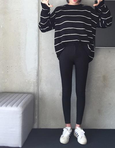 thin waist jeans nine Korean female grey legging