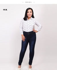 plus size jeans blue color casual denim pants