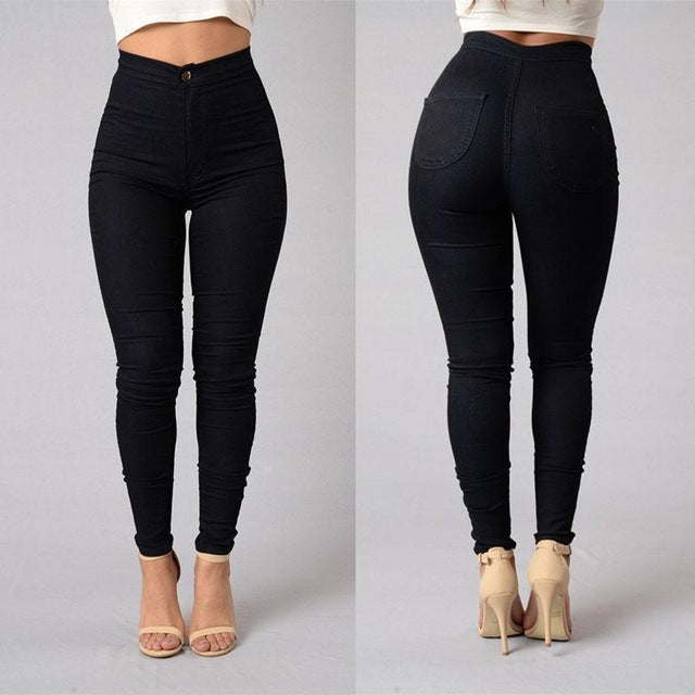 Solid Wash Skinny Jeans Woman High Waist winter Denim Pants Plus Size