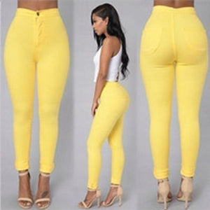 Solid Wash Skinny Jeans Woman High Waist winter Denim Pants Plus Size